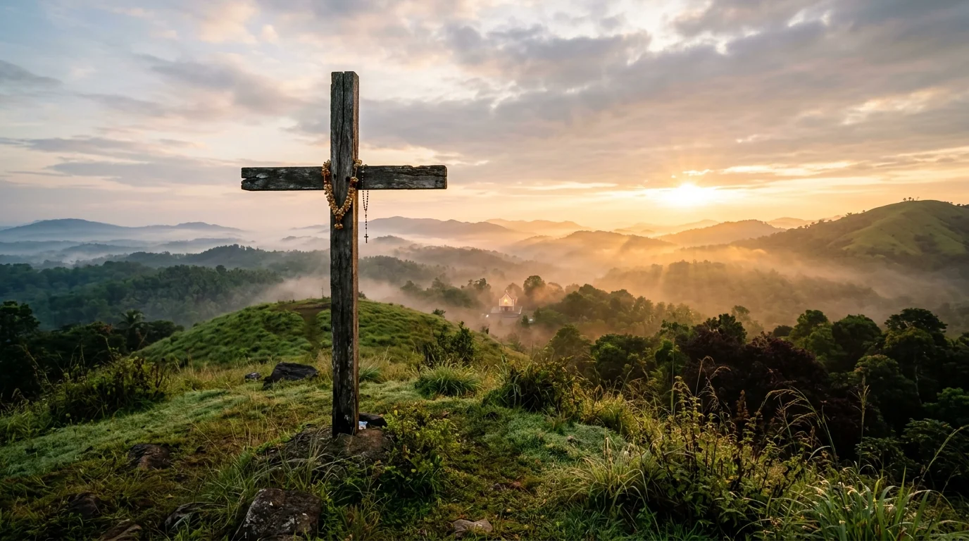 Misty Hilltop Cross